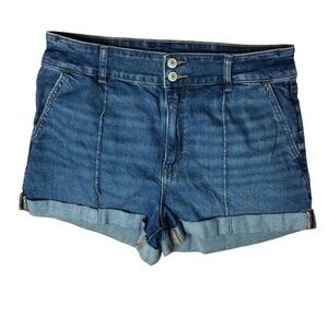 American Eagle Strigid Denim Mom Shorts Sz 12 Mediumwash Highrise Casual Stretch
